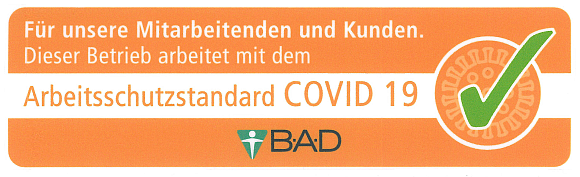 Arbeitsschutzstandard Covid19 kl - uma arbeitet nach B·A·D-Siegel COVID-19
